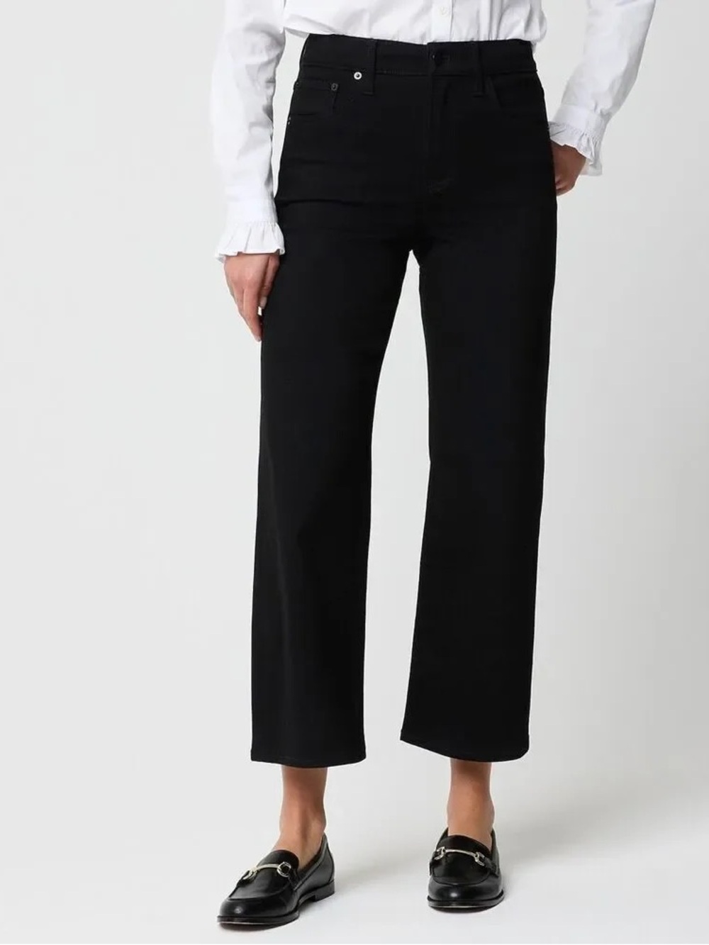 J.Crew Factory Wide-Leg Crop Jean in All-Day Stretch in Black Size 27P (Petite)